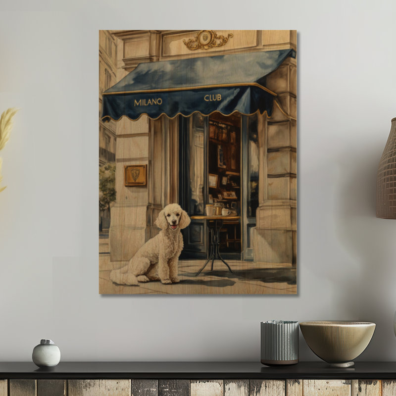 Milano Club Caniche - Tableau mural en bois pour chien, H 24 po x l 18 po, Rectangulaire