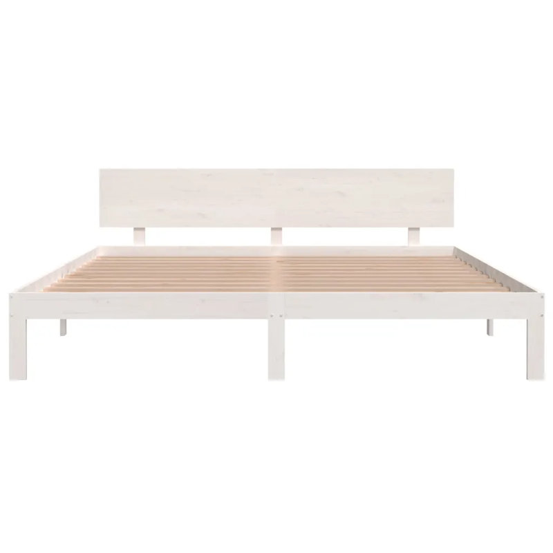Bed Frame Solid Wood, white, European Double (140 x 200cm)