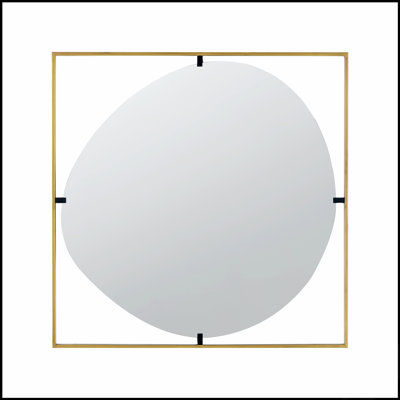 Miroir coquelicot avec cadre en métal doré de conception contemporaine pour salle de bain, décoration murale