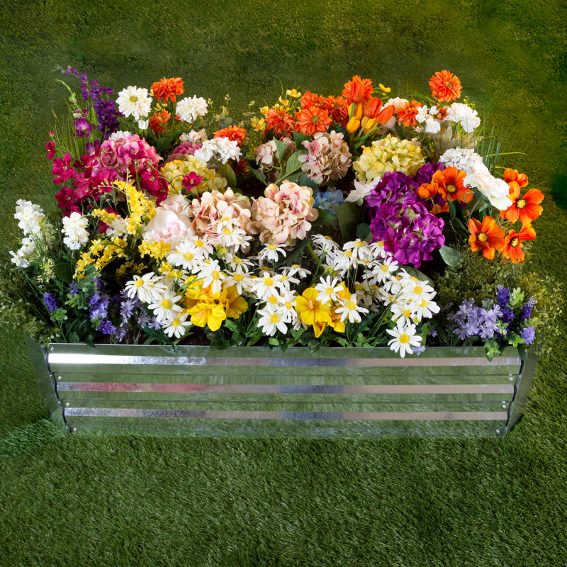 Silver Galvanized Iron Raised Garden Bed for Outdoor Plants