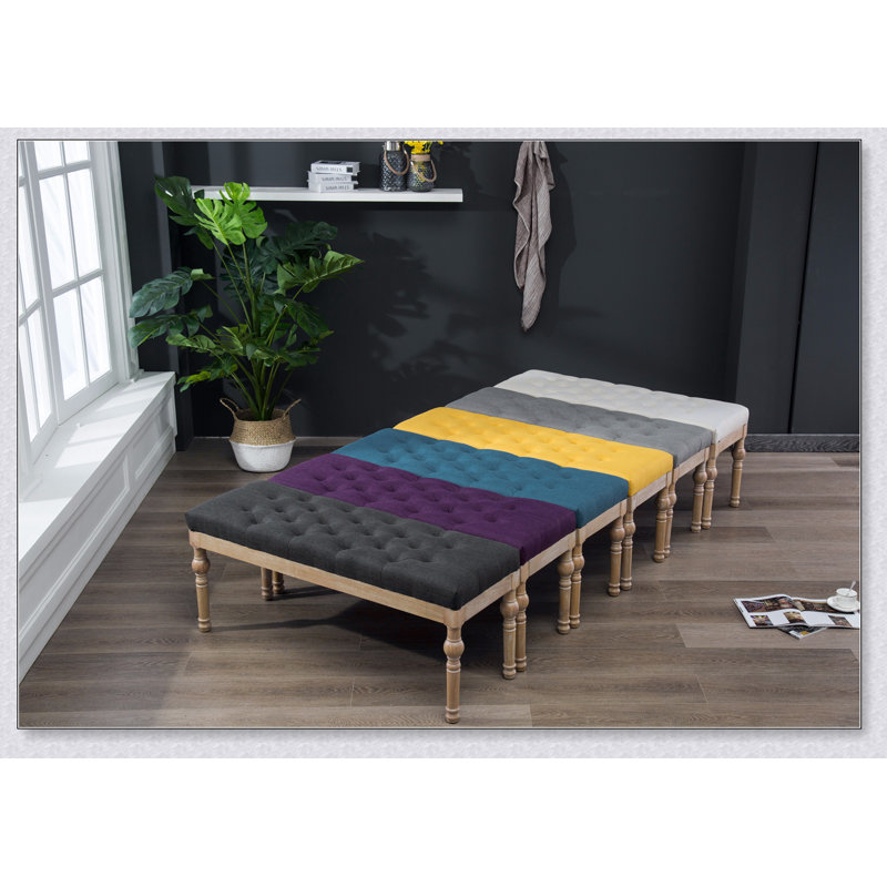 Habit Solid Wood Button Tufted Dining Bench, Simple design, comfortable and durable, multi-functional bench