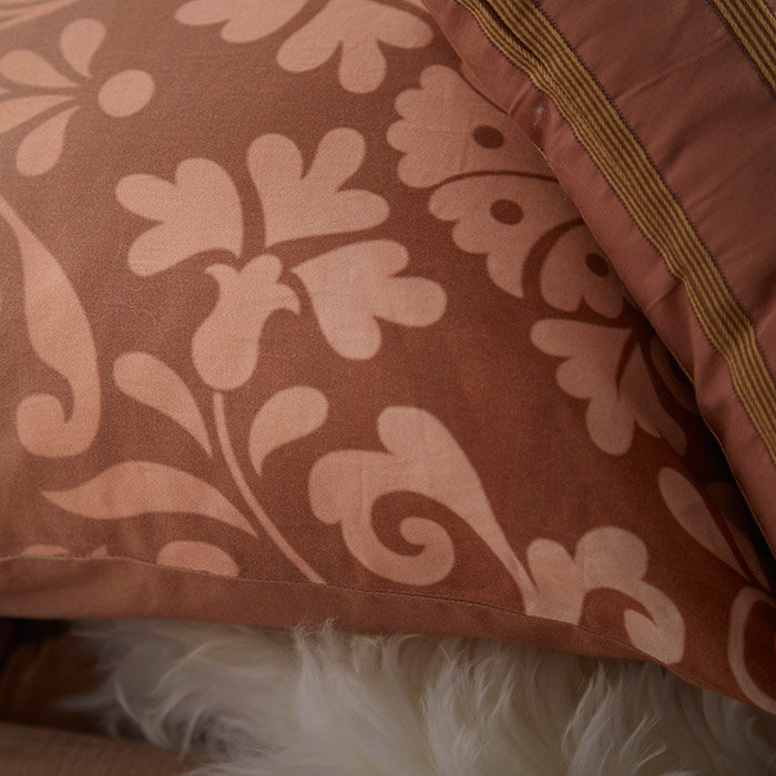 Divine Damask Cotton Throw Pillow, 22" H x 22'' W x 4" D, Beige, Down