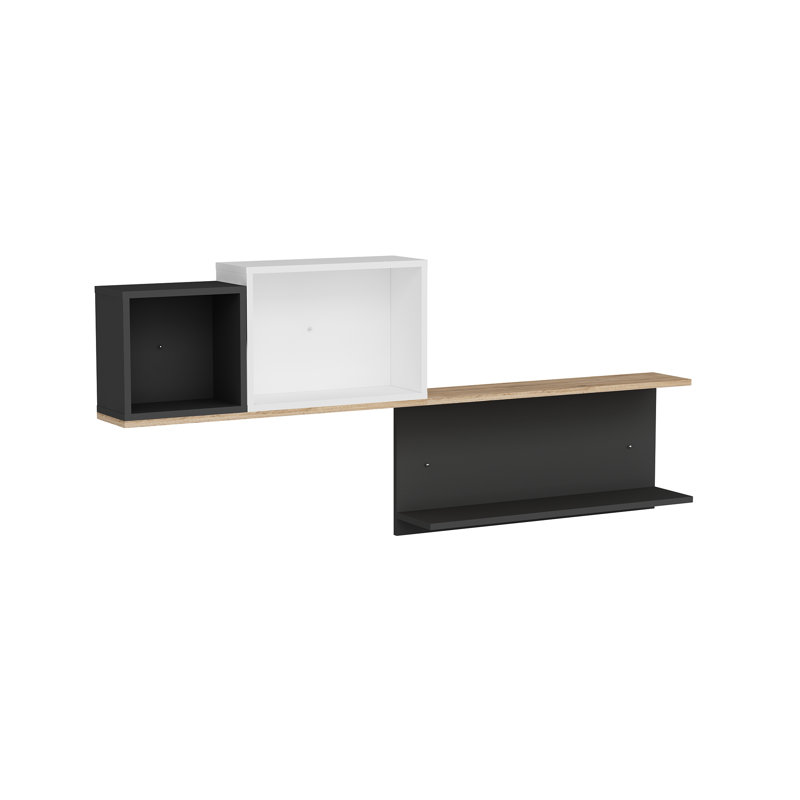 Caegan 4 Piece Accent Shelf, Atlantic Pine/Anthracite/White