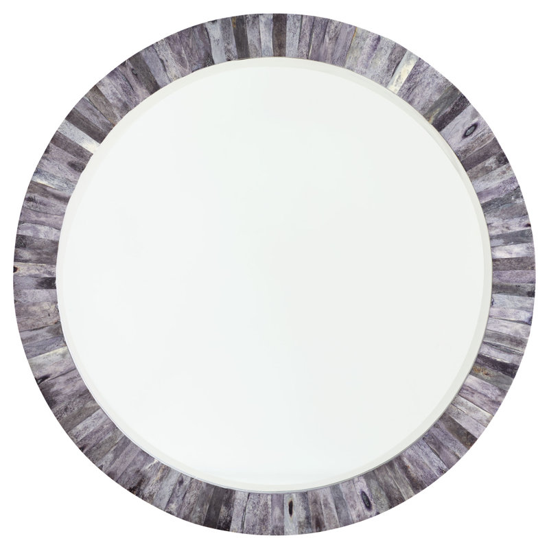 Nautilus Round Bone Mirror, Gray