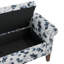 Wallen Traditional Rolled Arm Storage Bench Ottoman With Pewter Nailhead Trim In Black Floral With Dark Brown Solid Wood Legs