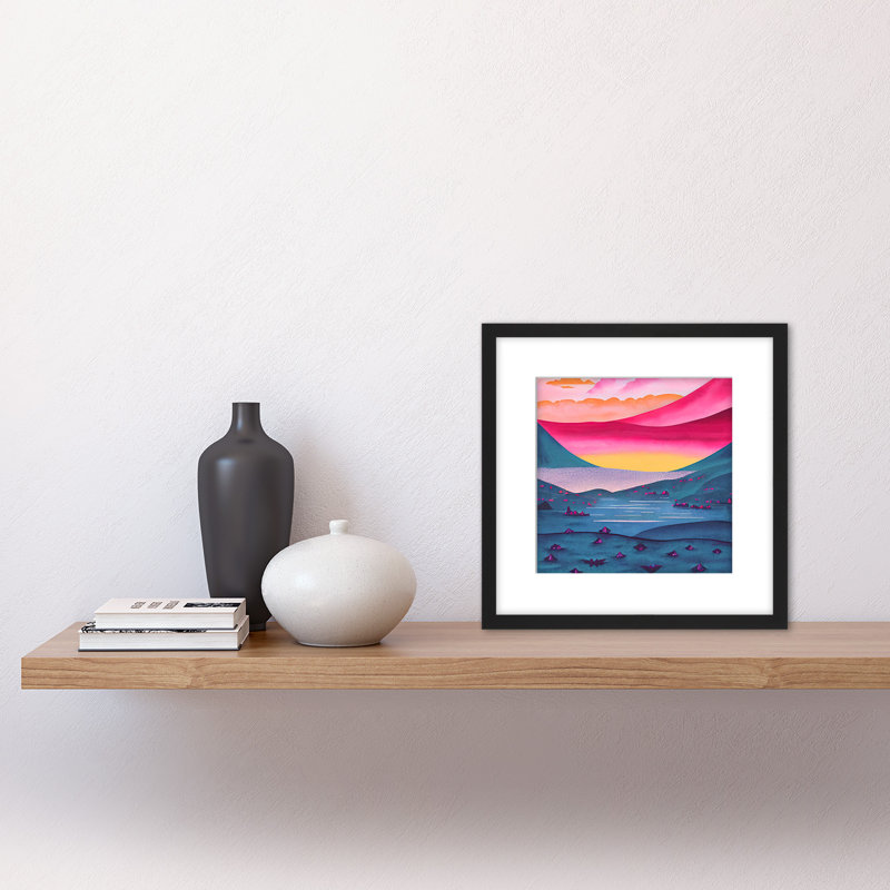 Peace Lake Landscape Sunrise Watercolour - Single Picture Frame Painting