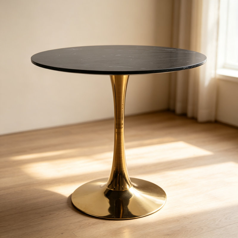 31.5"Dining Table, Black,Golden