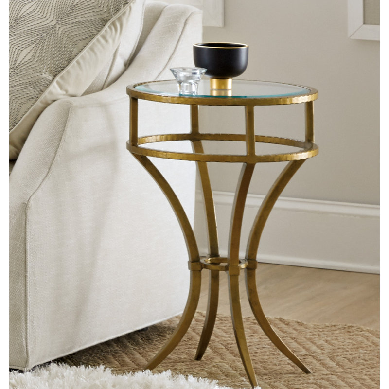 Laureng 16" Gold Metal and Glass Round Martini Table