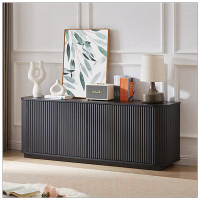Wave Pattern Sideboard Storage Cabinet TV Stand, Versatile Wooden Furniture for Kitchen, Bedroom, and Entryway.