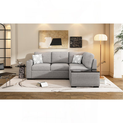 Canapé-lit modulaire en L de 83,8 po avec méridienne coulissante en L et méridienne avec rangement
