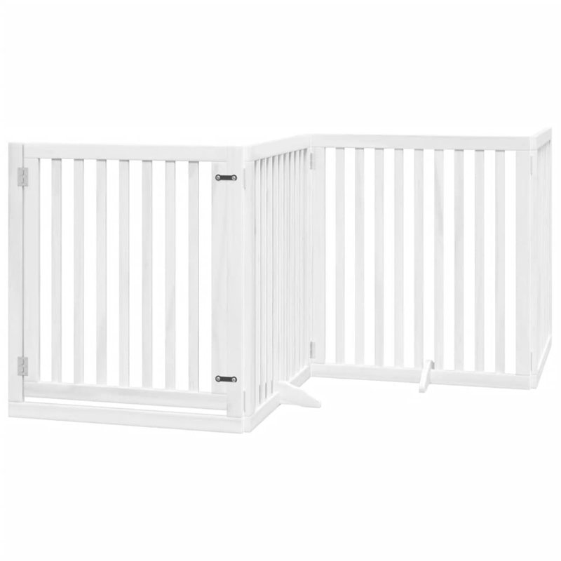 Archie & Oscar Dog Gate With Door Foldable 12 Panels Brown 600 Cm Poplar Wood, 90cm H x 960cm W x 2cm D, White