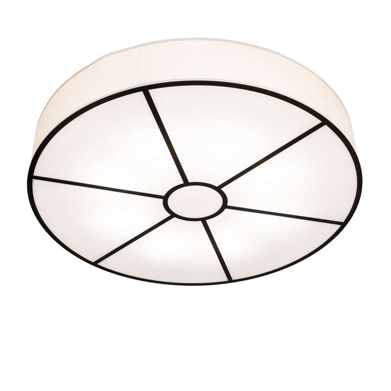 Timeless Bronze 8-Light LED Flush Mount with White Fabric Shade