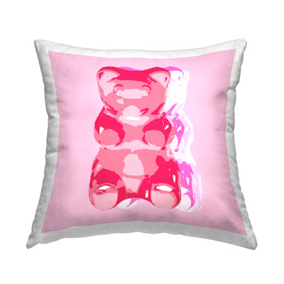 Pink Gummy Candy Bear Printed Throw Pillow Design By Lil' Rue