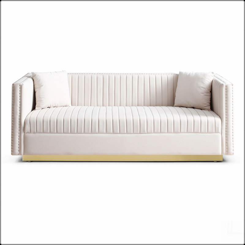 Canapé en velours capitonné Channel, Beige
