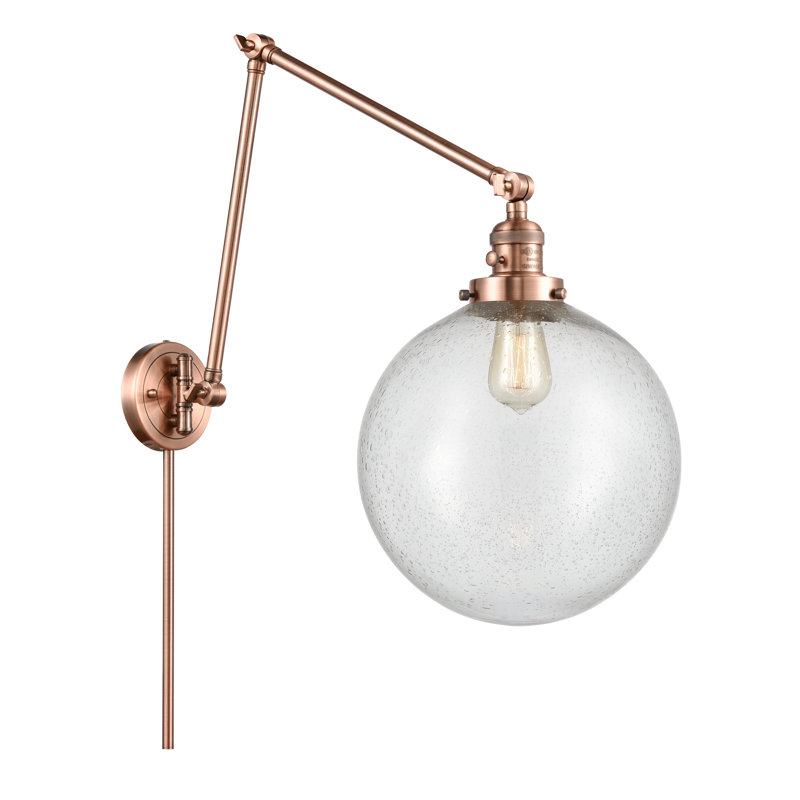 Bras pivotant à intensité variable à 1 lumière Maxwell, Grainé, Cuivre antique, H 34 po x l 12 po x P 34 po