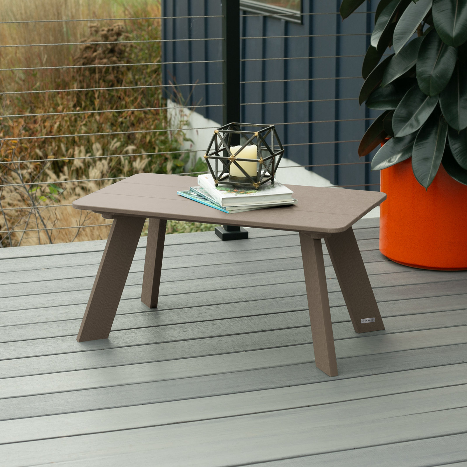 Byrnes 31'' Plastic / Acrylic Outdoor Coffee Table, Woodland Brown