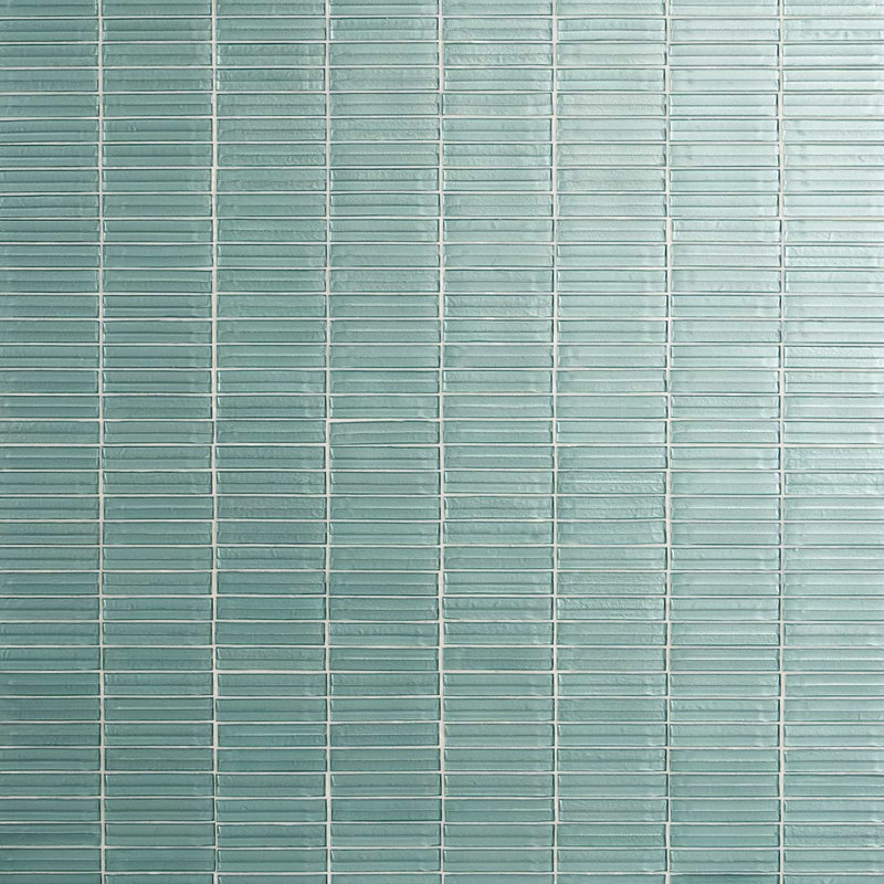 Maya Stacked 12x12 Polished Glass Mosaic Tile, Stacked Ocean