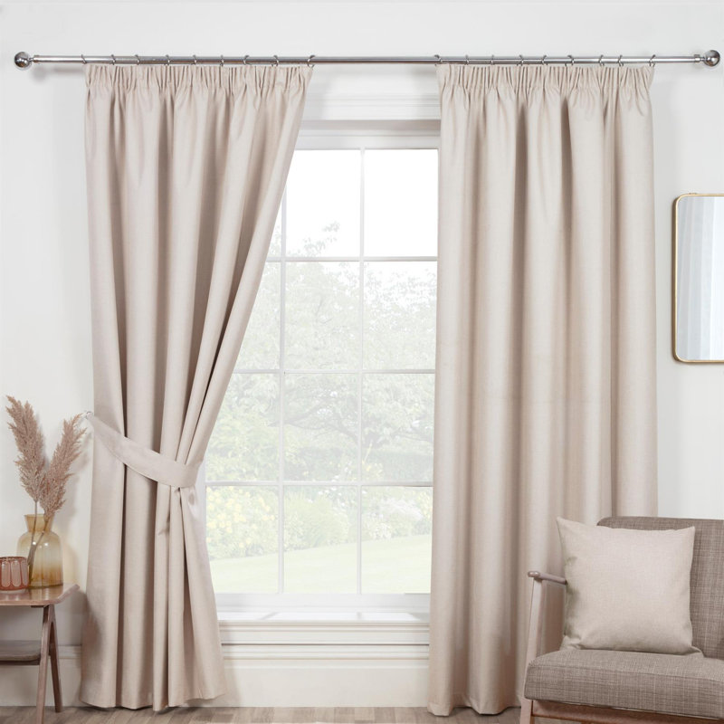 Forsman Pencil Pleat Blackout Curtains, Beige, 229 W x 137 D cm