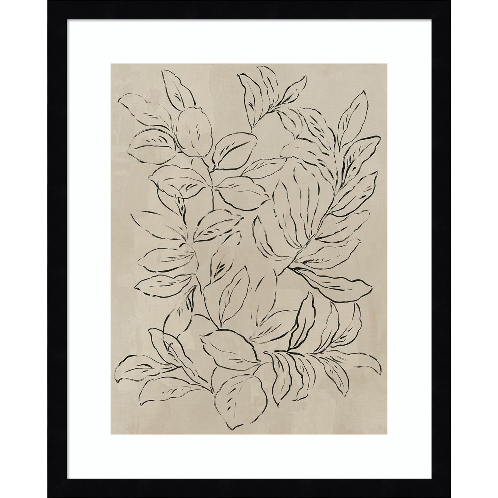Outlined Leaves II by Asia Jensen, 21.25" H x 17.25" W, Black
