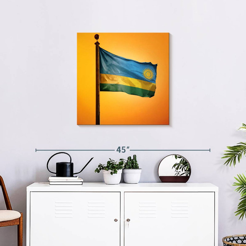 Arney Rwanda Flag Sunset, 24" H x 24" W