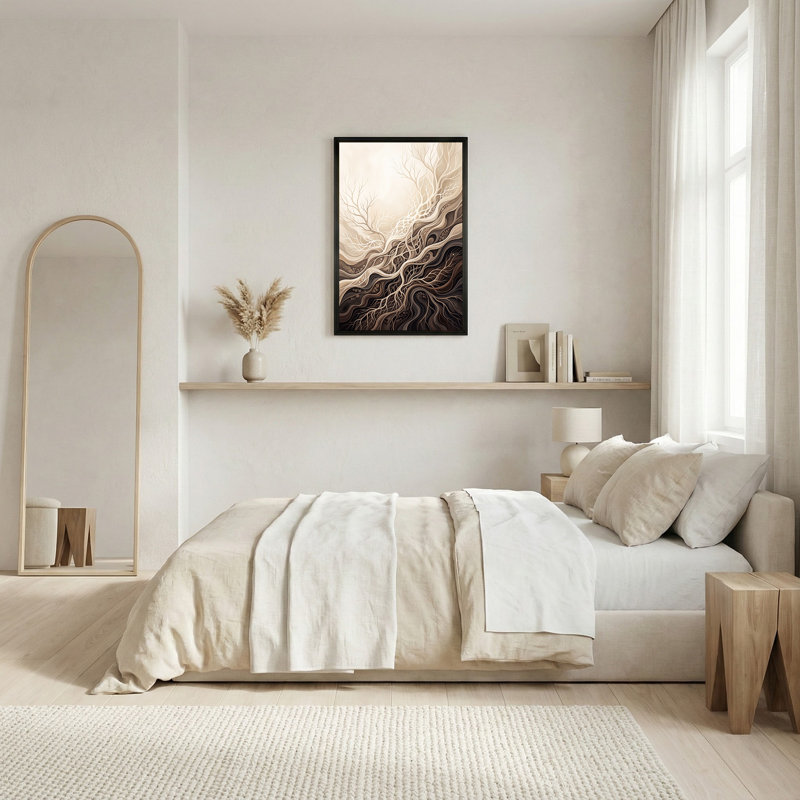 «Swirling Brown and Beige Tree Roots and Branches», art mural sur toile, 24"H x 16"W