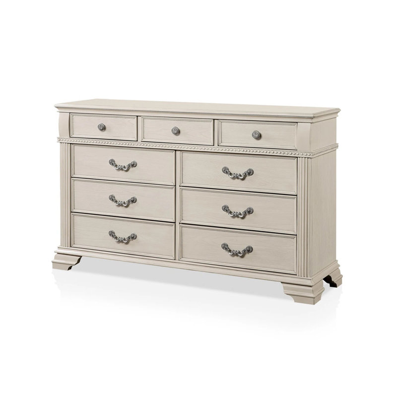 61.6" W Traditional Dresser, Antique White, Antique White