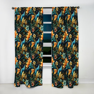 Contemporary Nature Paisley Botanic Pattern I - Glam Curtain - Velvet Room Darkening - 1 Panel