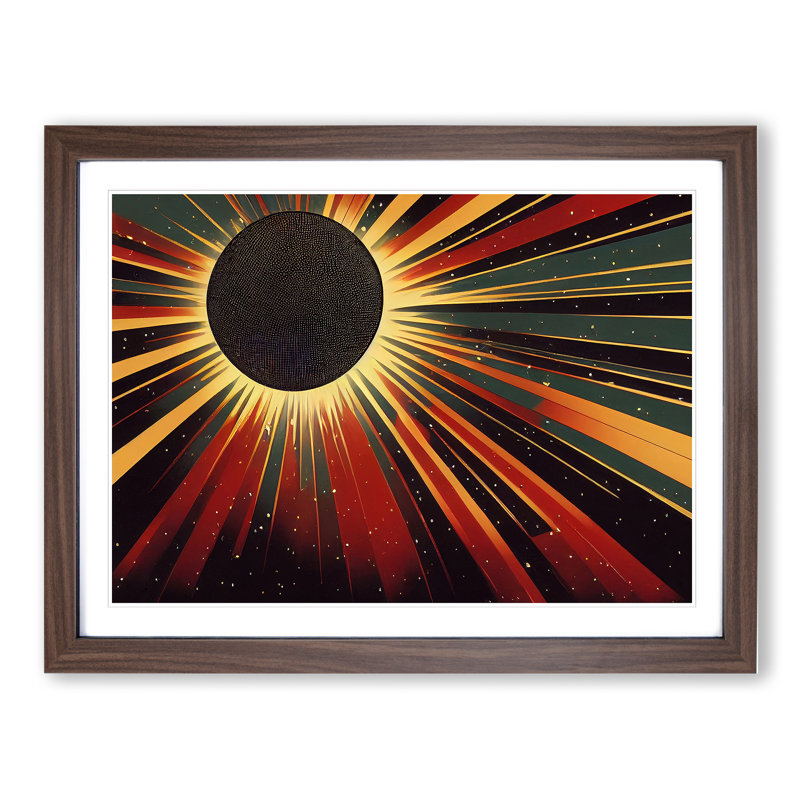 Abstract Sunset Sun Vol.1 - Framed Print, 25cm H x 34cm W x 2cm D, Walnut Framed