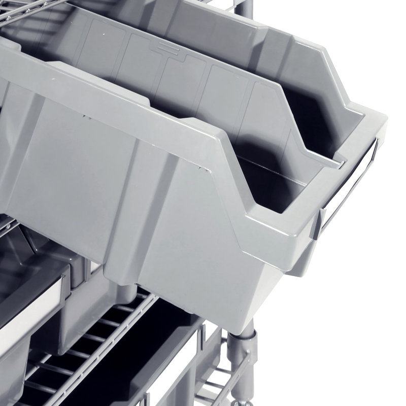 Gray 7-Tier Steel Wire Shelving Unit with 12 Bins