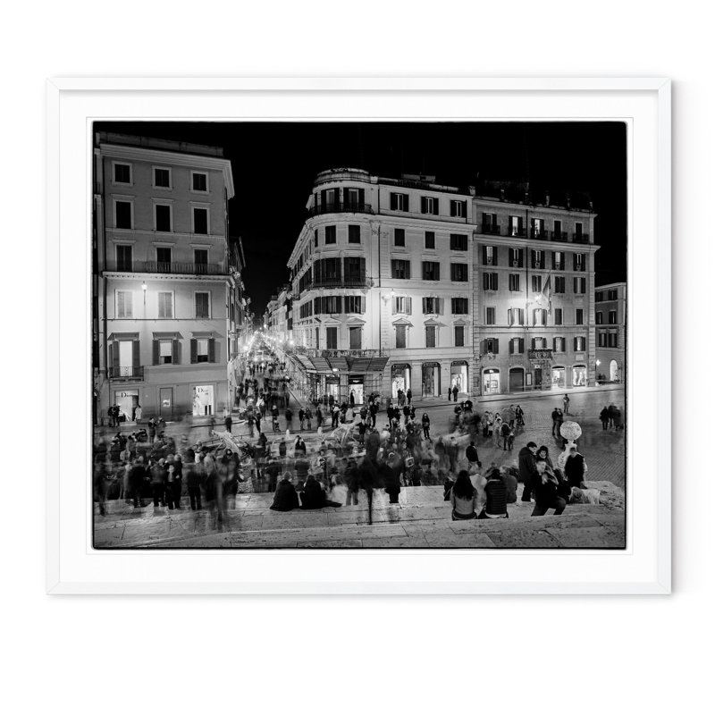Spanish Steps - Picture Frame Photograph on Paper , 36" H x 43" W, White Framed