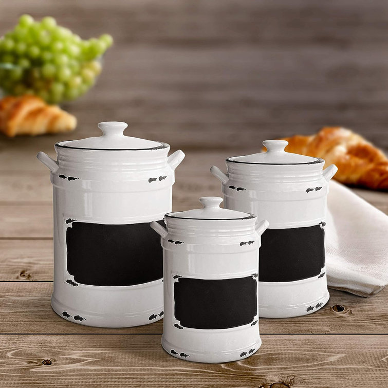 Black Canisters Sets for Kitchen-Set of 3 Kitchen Canisters for