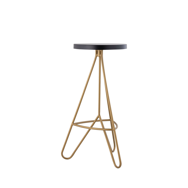 Merikas Counter Stool with Metal Frame, Black/Gold
