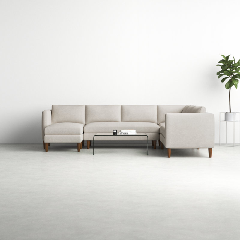 Clifford 4-Piece Upholstered Custom Sectional, Left Hand Facing, Turbo Ash Basketweave