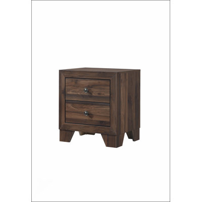 Transitional 2-Drawer Nightstand With Metal Hardware, Perfect For Rustic And Modern Bedrooms