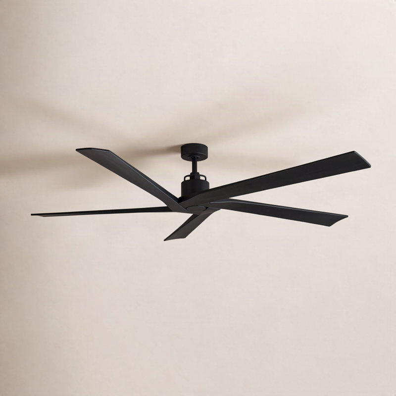 Adalai 70" 5 - Blade Standard Ceiling Fan with Remote Control, 56" Wide, Aged Pewter with Dark Walnut Blades