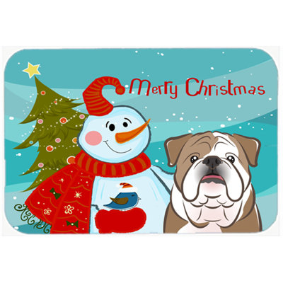 Planche à découper en verre bouledogue caroline Snowman Buddies