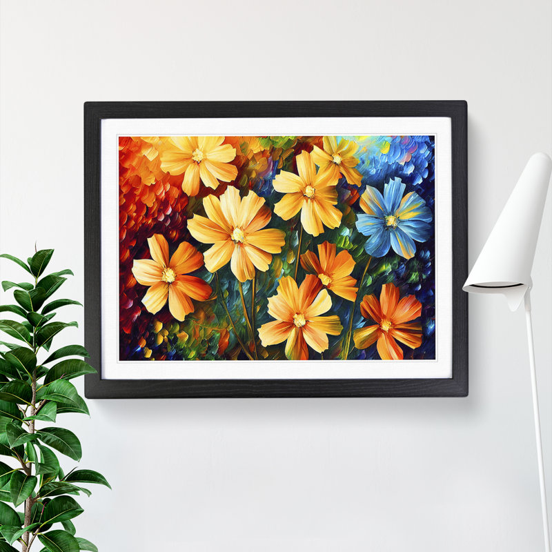 Assorted Flowers Painting Vol.2 Abstract - Single Picture Frame Print, Black Framed, 46cm H x 64cm W x 2cm D