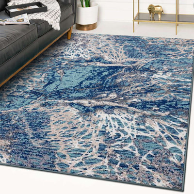 Tapis abstrait bleu / gris Elrosa