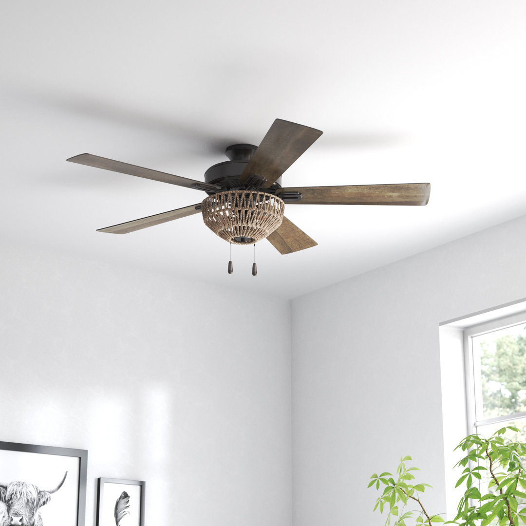 52"W Isabella 5 - Blade Ceiling Fan with Woven Rope Shade Mistana™