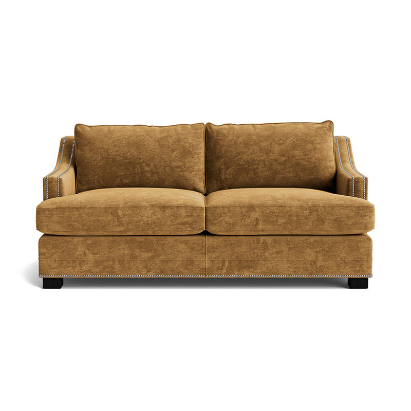 Canapé Keaton Slope avec clous 84, Nickel brossé, Chenille rétro - bronze, Noir