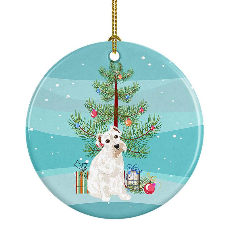 Ornement en céramique Schnauzer, Schnauzer blanc # 1