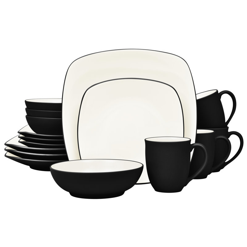Service de table carré 16 pièces Noritake Colorwave, service pour 4, Graphite