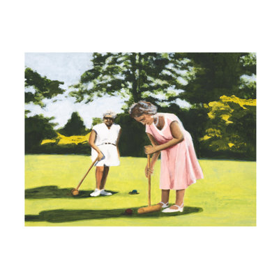 Wrapped Canvas Wall Art - Michael Willett  'Croquet Memories II' Wall Art for Living Room, Bedroom, or Office Décor  - 35x47