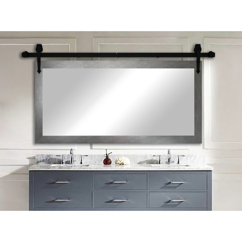 Miroir de salle de bain / meuble-lavabo Neace, H 31 po x l 46 po, Argent