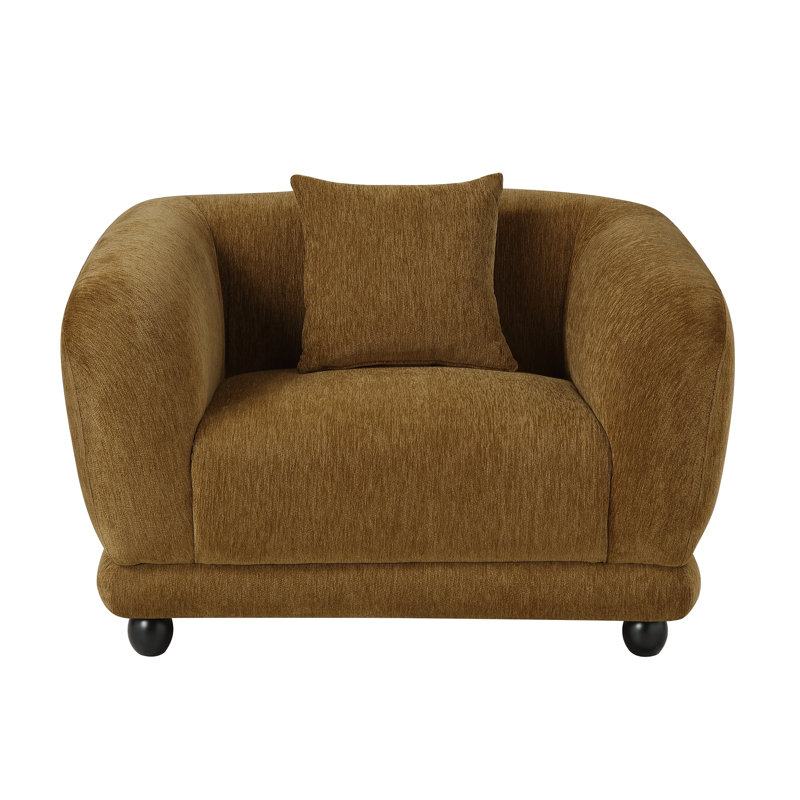 Fauteuil Lennox Brown en chenille avec coussin