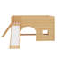 Lit mezzanine bas avec glissade et tablettes, cadre de lit mezzanine en bois à fonctions multiples avec tablettes de rangement, portes et fenêtres-528390181