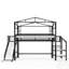 Loft Bed With Storage Stairs, Shelves, And Built-In Wardrobe, Metal Frame With USB Ports And LED Lights, Noise-Reduced Design-1219649629-1219649630
