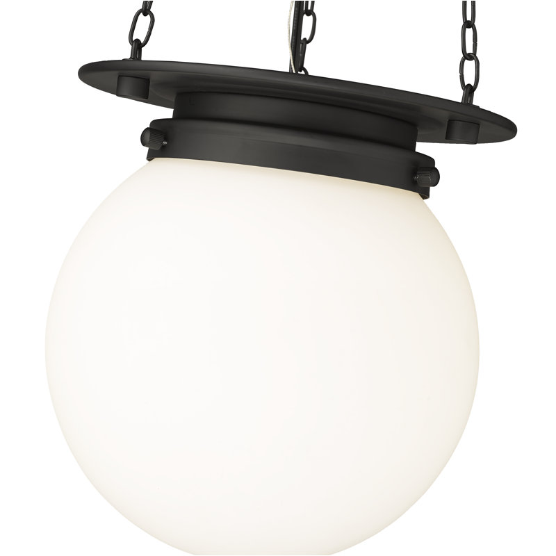 Luminaire suspendu unique à 1 lumière Zella, Blanc, Noir mat, H 82,75 po x l 9 po x P 9 po