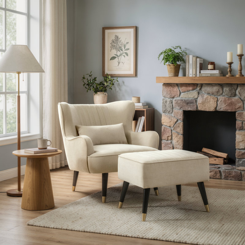 ANDYDECO Modern Style Accent Chair, Beige