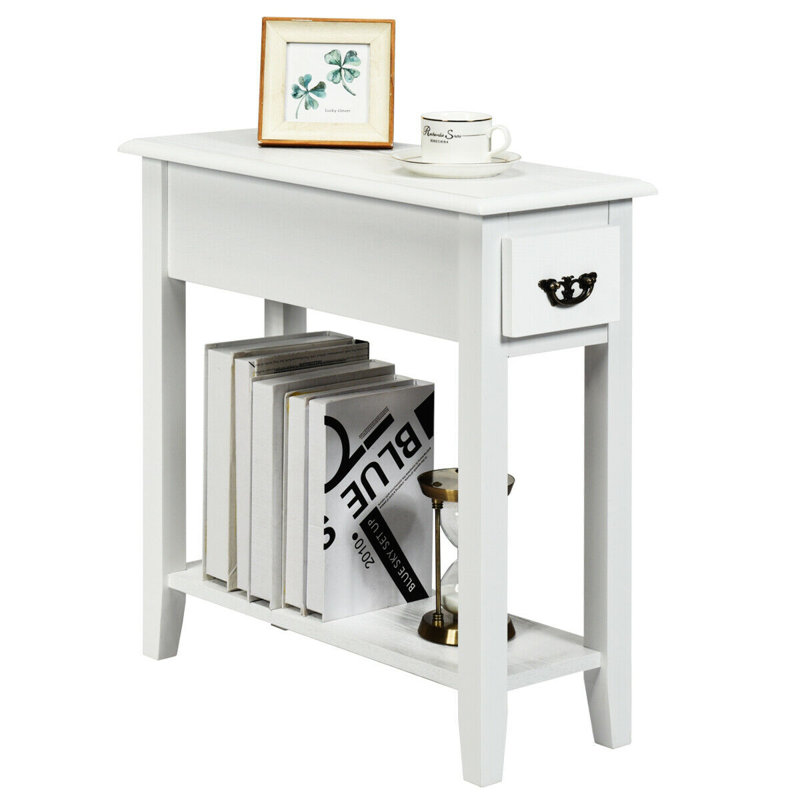 Table de bout avec rangement Lewallen, Blanc